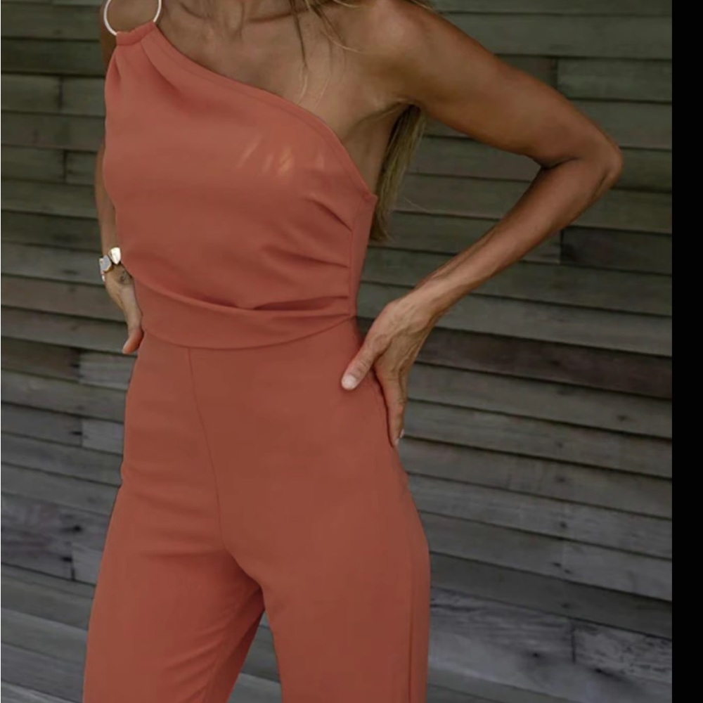 Classy Rust Jumpsuit - Picture 2 of 7